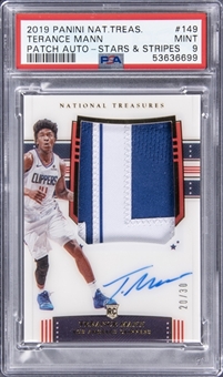 2019-20 Panini National Treasures "Stars & Stripes Patch Autographs" #149 Terance Mann Signed Patch Rookie Card (#20/30) - PSA MINT 9